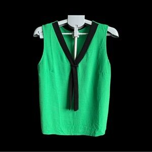 Elegant Green Blouse with Black Tie Detail